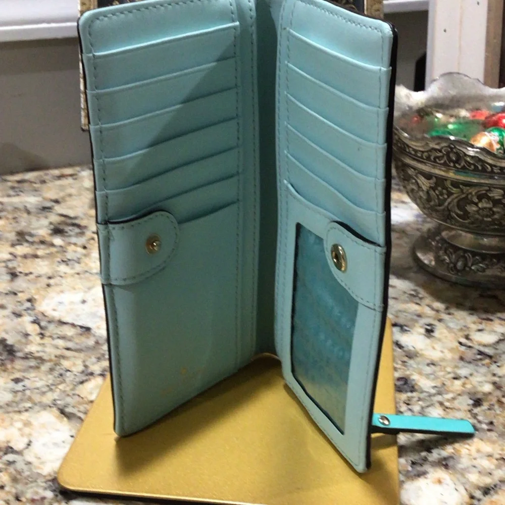 Kate Spade Aqua and Gold Wallet
